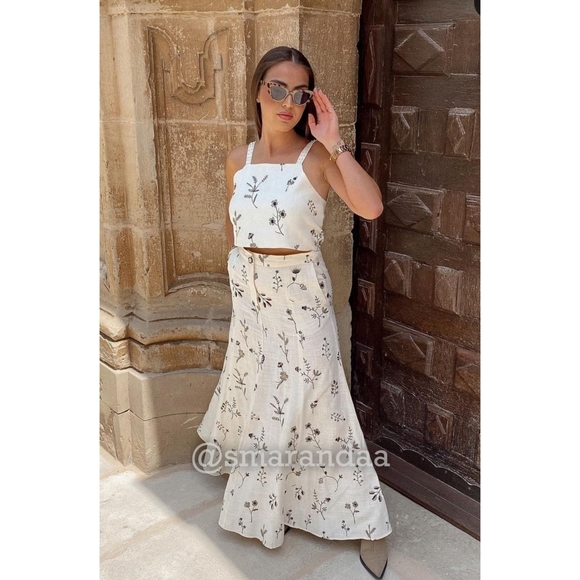 Zara Embroidered Linen Blend Skirt - Picture 4 of 13